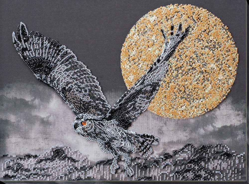 DIY Bead Embroidery Kit "Night flight" 15.0"x11.4" / 38.0x29.0 cm