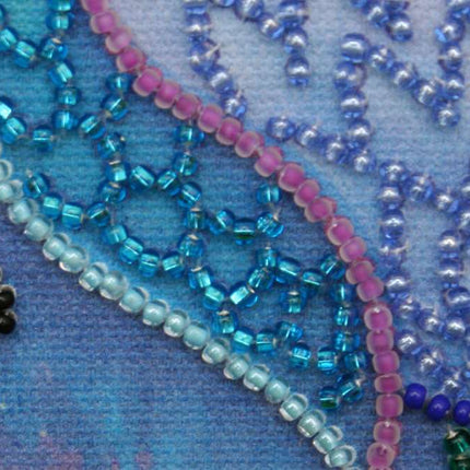 DIY Bead Embroidery Kit "Blue owl"  5.9"x5.9" / 15.0x15.0 cm