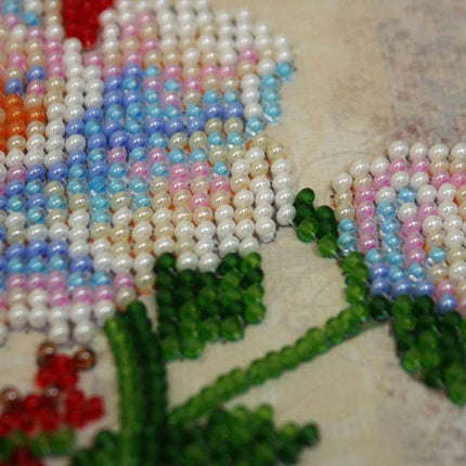 DIY Bead Embroidery Kit "White flower"  5.9"x5.9" / 15.0x15.0 cm