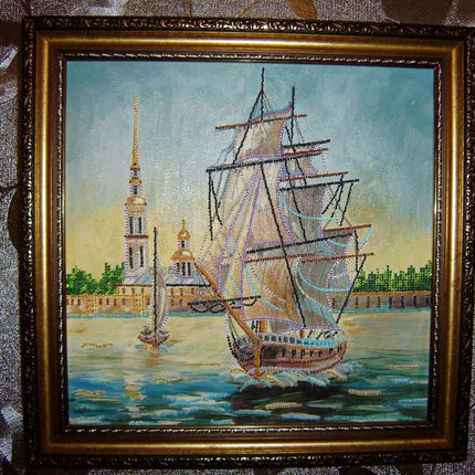 Canvas for bead embroidery "Frigate" 11.8"x11.8" / 30.0x30.0 cm