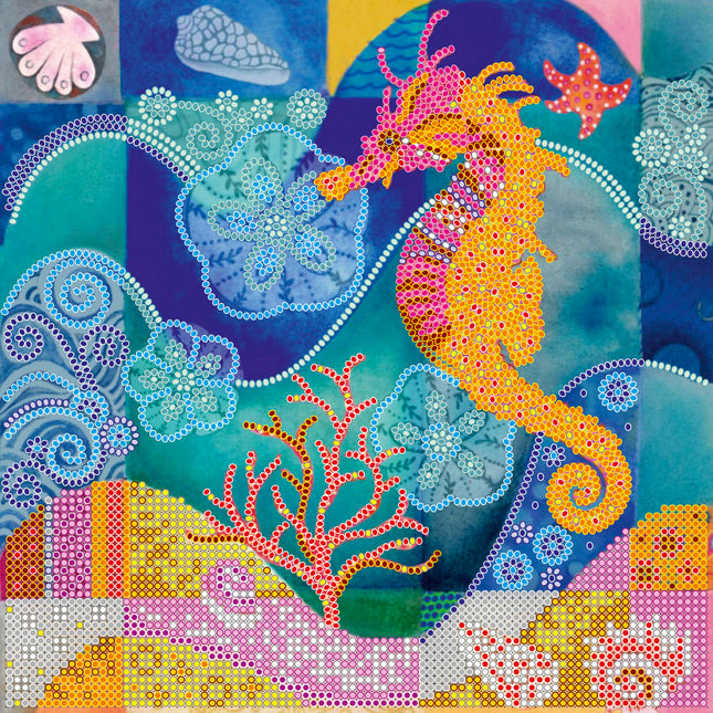 Canvas for bead embroidery "Sea horse" 7.9"x7.9" / 20.0x20.0 cm