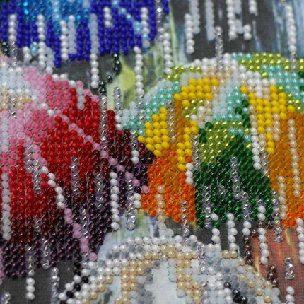 DIY Bead Embroidery Kit "Cheerful umbrellas" 7.9"x15.7" / 20.0x40.0 cm