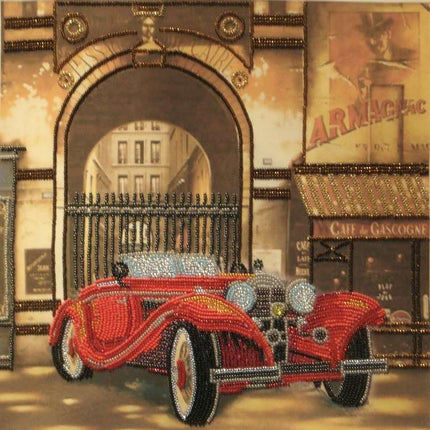 DIY Bead Embroidery Kit "Auto Retro – 1" 11.8"x11.8" / 30.0x30.0 cm