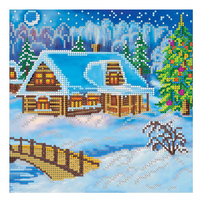 Canvas for bead embroidery "Christmas Eve" 7.9"x7.9" / 20.0x20.0 cm