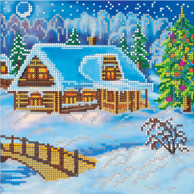 Canvas for bead embroidery "Christmas Eve" 7.9"x7.9" / 20.0x20.0 cm