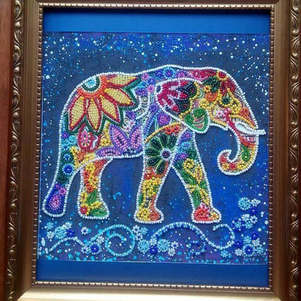 Canvas for bead embroidery "Indian elephant" 7.9"x7.9" / 20.0x20.0 cm