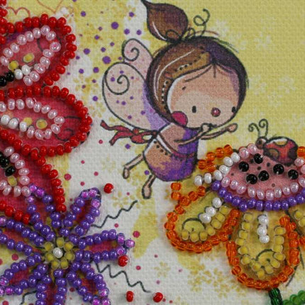 DIY Bead Embroidery Kit "Colored moths"  5.9"x5.9" / 15.0x15.0 cm