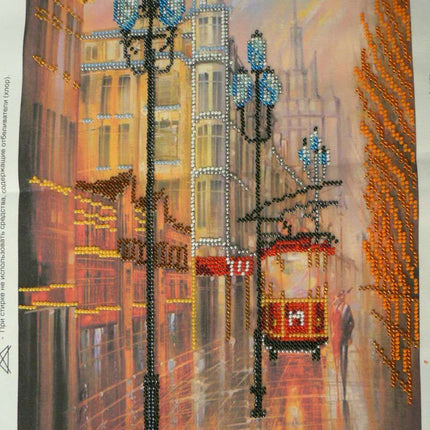 DIY Bead Embroidery Kit "Little tram" 9.1"x12.6" / 23.0x32.0 cm