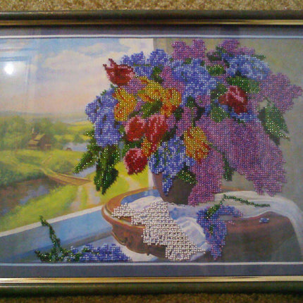 DIY Bead Embroidery Kit "Nostalgia" 15.0"x10.8" / 38.0x27.5 cm
