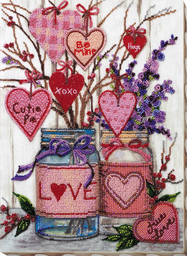 DIY Bead Embroidery Kit "About love" 9.8"x13.4" / 25.0x34.0 cm