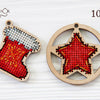 DIY Cross stitch kit on wood "Decoration" D 2.0 in / D 5.0 cm