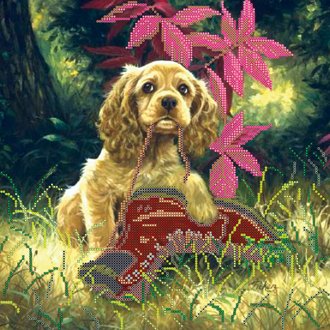 Canvas for bead embroidery "Successful Hunting" 11.8"x11.8" / 30.0x30.0 cm
