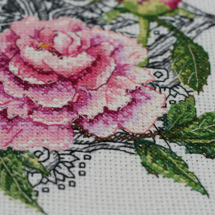 DIY Cross Stitch Kit "Lace peonies" 10.2"x10.2"
