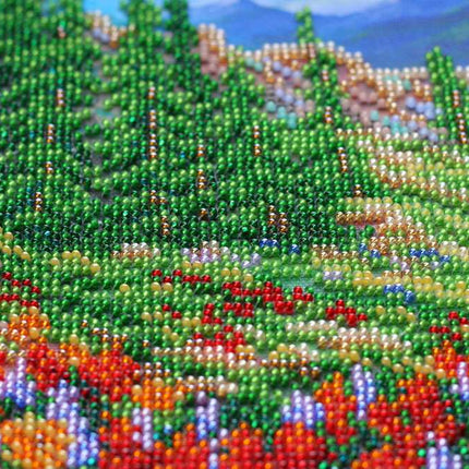 DIY Bead Embroidery Kit "Mountain landscape" 14.6"x11.8" / 37.0x30.0 cm
