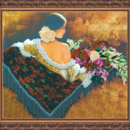 DIY Bead Embroidery Kit "Senorita" 15.7"x13.8" / 40.0x35.0 cm
