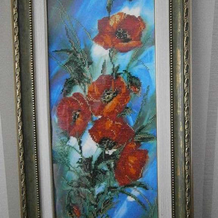 DIY Bead Embroidery Kit "Poppy dawn" 7.9"x17.7" / 20.0x45.0 cm