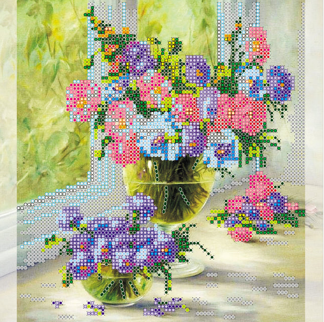Canvas for bead embroidery "Buttercups" 7.9"x7.9" / 20.0x20.0 cm