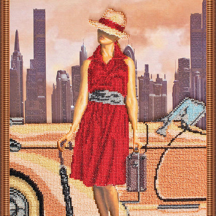 DIY Bead Embroidery Kit "Retro travel – 3" 11.8"x15.2" / 30.0x38.5 cm