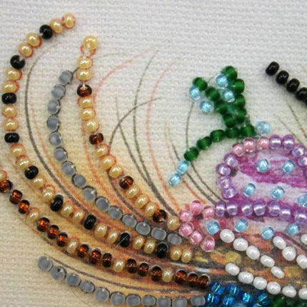 DIY Bead Embroidery Kit "Owl and bow"  5.9"x5.9" / 15.0x15.0 cm