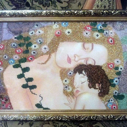 DIY Bead Embroidery Kit "Mother and Child" 14.6"x9.8" / 37.0x25.0 cm
