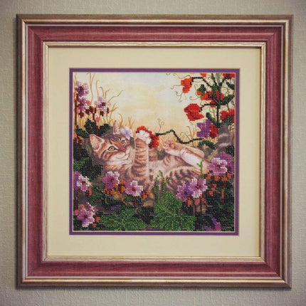 Canvas for bead embroidery "Fun in flowers" 7.9"x7.9" / 20.0x20.0 cm