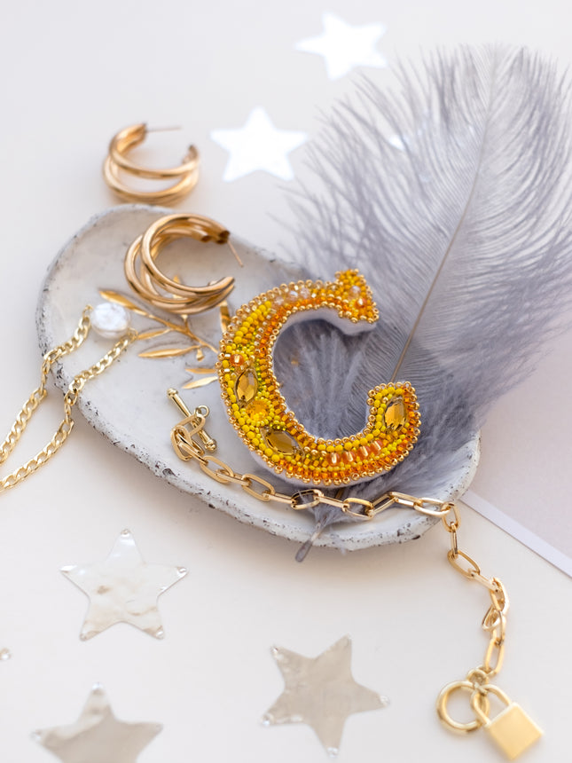 Beadwork kit for creating brooch "Letter "C""