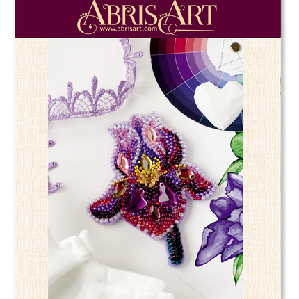 Beadwork kit for creating brooch "Amethyst iris"