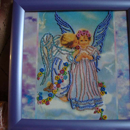 Canvas for bead embroidery "Cupids" 7.9"x7.9" / 20.0x20.0 cm