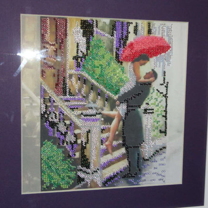 Canvas for bead embroidery "Date in the Rain" 7.9"x7.9" / 20.0x20.0 cm