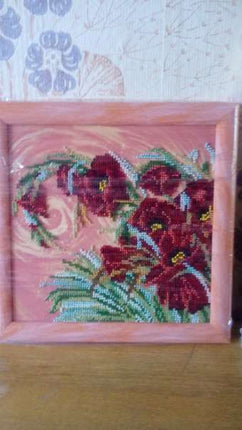 Canvas for bead embroidery "Poppy Trail" 7.9"x7.9" / 20.0x20.0 cm