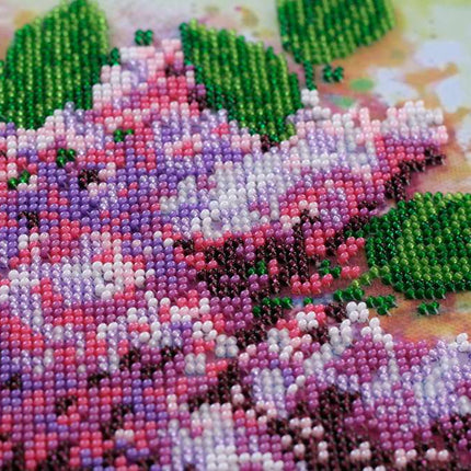 DIY Bead Embroidery Kit "Lilac still life" 11.8"x16.5" / 30.0x42.0 cm