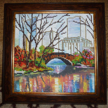 Canvas for bead embroidery "Reflection" 7.9"x7.9" / 20.0x20.0 cm