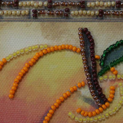 DIY Bead Embroidery Kit "Sunny peaches"  5.9"x5.9" / 15.0x15.0 cm