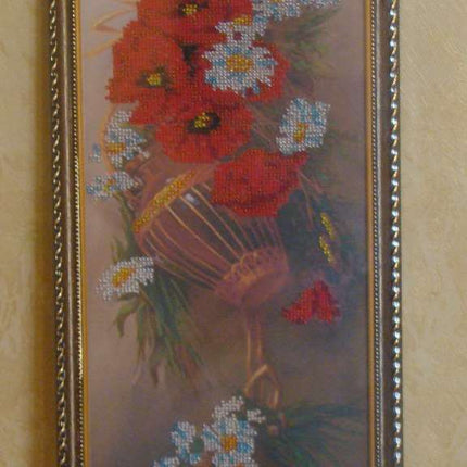 DIY Bead Embroidery Kit "Wild flowers" 6.7"x17.7" / 17.0x45.0 cm