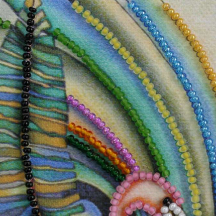 DIY Bead Embroidery Kit "Pink flamingos"  5.9"x5.9" / 15.0x15.0 cm