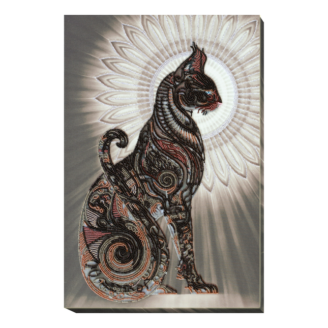 DIY Bead Embroidery Kit "Bast in the night" 12.2"x18.5" / 31.0x47.0 cm
