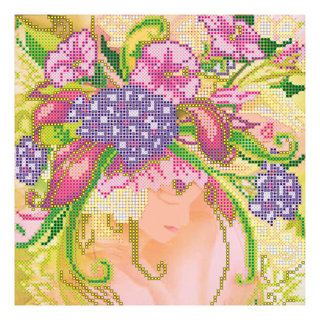 Canvas for bead embroidery "Summer Girl" 7.9"x7.9" / 20.0x20.0 cm