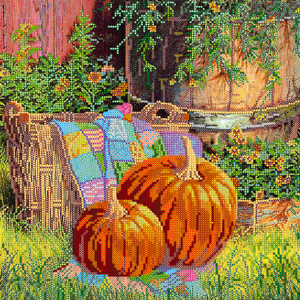 Canvas for bead embroidery "Rich pumpkins" 11.8"x11.8" / 30.0x30.0 cm