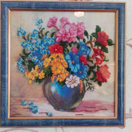 Canvas for bead embroidery "Meadow flowers" 11.8"x11.8" / 30.0x30.0 cm