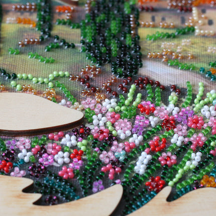 DIY Bead Embroidery Kit with decorative wooden frame "The sun of Toscana" 11.7"x11.7" / 29.7x29.7 cm