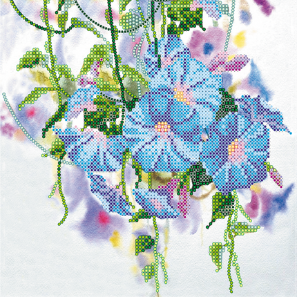 Canvas for bead embroidery "Convolvulus" 7.9"x7.9" / 20.0x20.0 cm