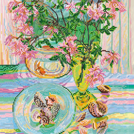 Canvas for bead embroidery "Marine toys" 11.8"x11.8" / 30.0x30.0 cm