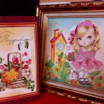DIY Bead Embroidery Kit "Birthday girl"  5.9"x5.9" / 15.0x15.0 cm