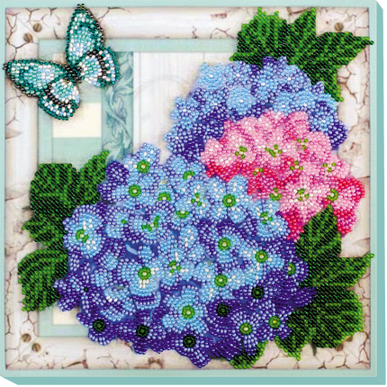 DIY Bead Embroidery Kit "Gentle hydrangeas"