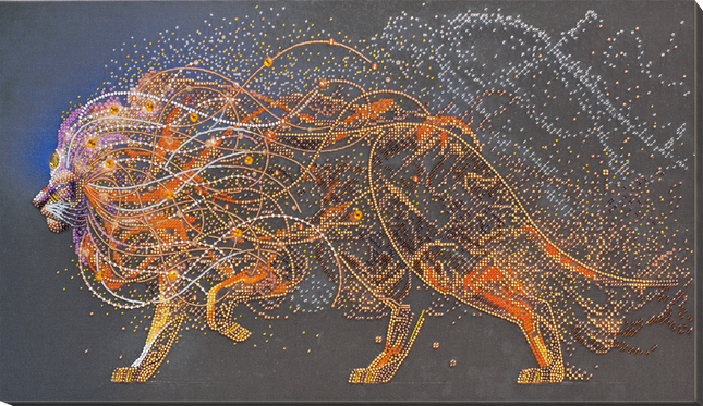 DIY Bead Embroidery Kit "Golden lion" 20.9"x11.8" / 53.0x30.0 cm