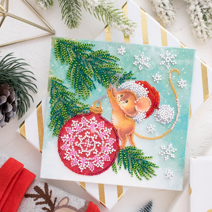 DIY Bead Embroidery Kit "Decorating christmas tree"  5.9"x5.9" / 15.0x15.0 cm