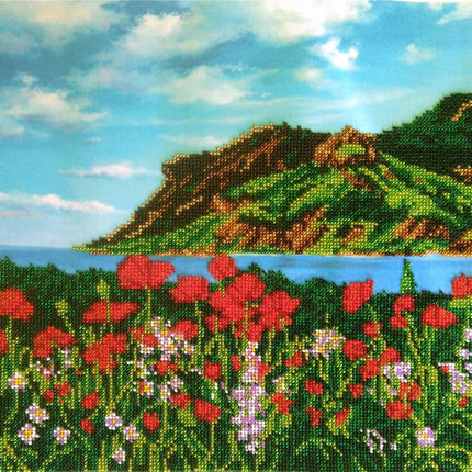DIY Bead Embroidery Kit "Spring in Crimea" 15.7"x11.8" / 40.0x30.0 cm