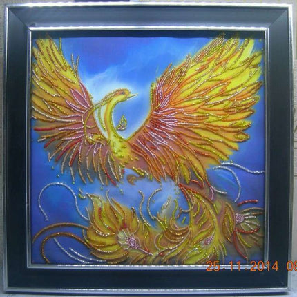 Canvas for bead embroidery "The Firebird" 11.8"x11.8" / 30.0x30.0 cm