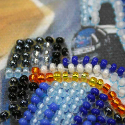 DIY Bead Embroidery Kit "BMW F-1"  5.9"x5.9" / 15.0x15.0 cm