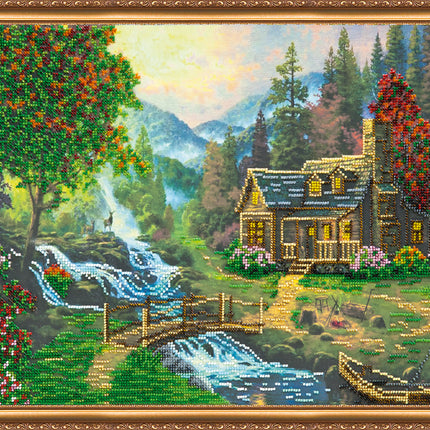 DIY Bead Embroidery Kit "Mountain river" 16.7"x12.6" / 42.5x32.0 cm